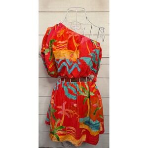 farm rio orange one shoulder mini dress Farm Rio Orange Flower Mini Dress